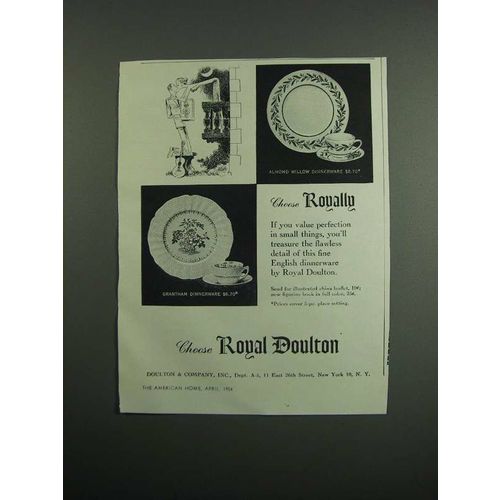 1954 Royal Doulton Willow & Grantham Dinnerware Ad