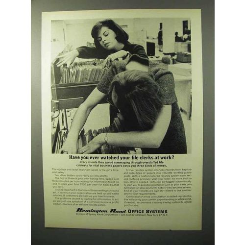 1964 Remington Rand Office Systems Ad - File Clerks