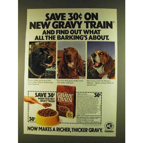 1980 Gaines Gravy Train Dog Food Ad - Save