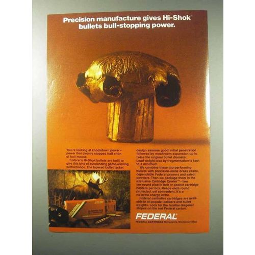 1984 Federal Hi-shok Bullets Ad - Bull-Stopping Power
