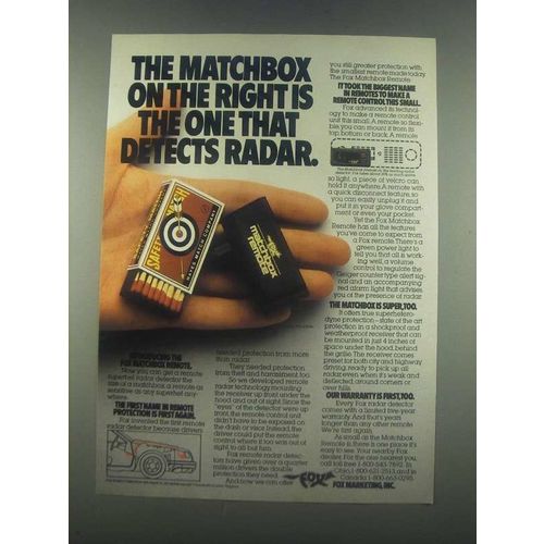 1985 Fox Matchbox Remote Radar Detector Ad