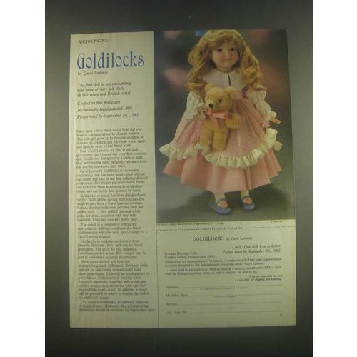1985 Franklin Heirloom Dolls Ad - Goldilocks