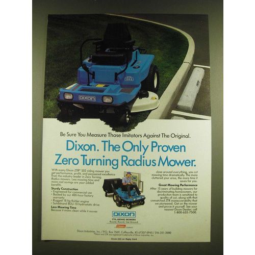 1990 Dixon ZTR 502 Riding Mower Ad - Dixon. The only proven zero turning radius