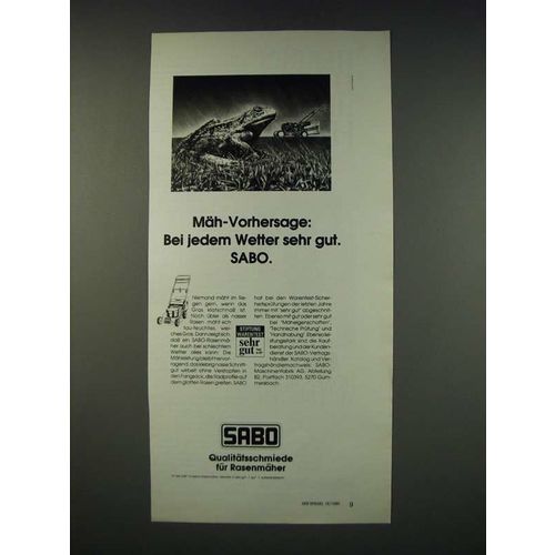 1990 Sabo Lawn Mower Ad (in German) - Mah-Vorhersage: Bei jedem Wetter sehr