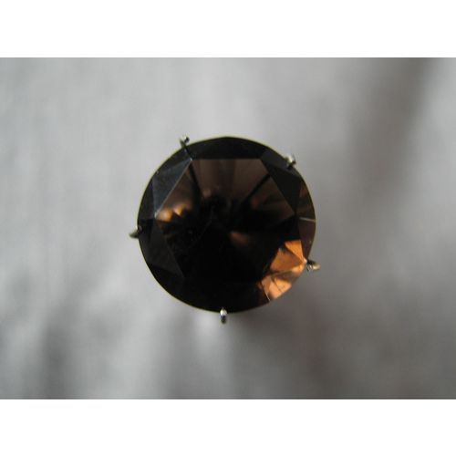 Smoky (Morion) Quartz: Rich, Very Dark Faceted 12 mm Round; 6.6 cts; Brazil