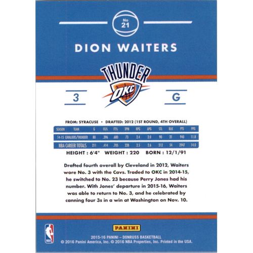 2015-16 Donruss Basketball Dion Waiters #21