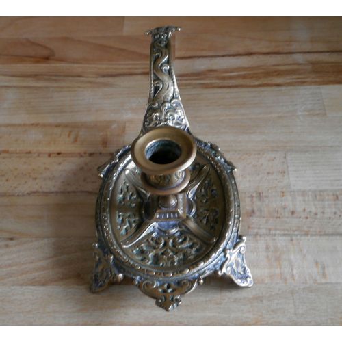 Beautiful Vintage Base Metal & Brass Chamber Stick Candle Holder