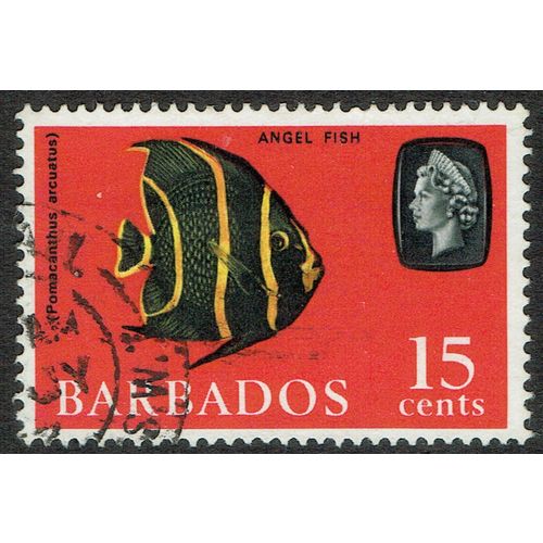 Barbados 1966 Marine Life 15c Black Greenish Ylo and Red wmk Sideways SG350 FU