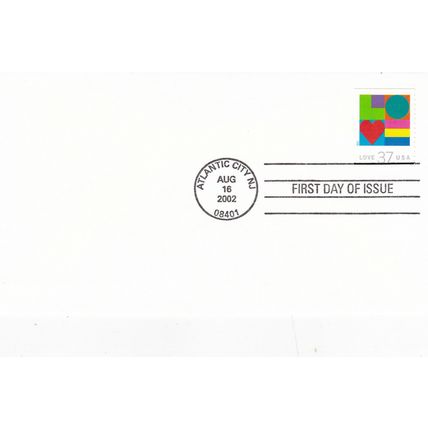 United States 2002 Love 37c FDC Atlantic City cancel Unaddressed VGC