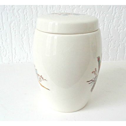 Vintage spice jar and lid pheasant design James Nicoll & Son Forfar Scotland