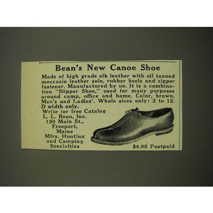 1952 L.L. Bean Canoe Shoe Advertisement - Bean's New Canoe Shoe