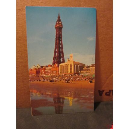 BEACH AND TOWER , BLACKPOOL, LANCASHIRE used vintage postcard 1963 postmark =
