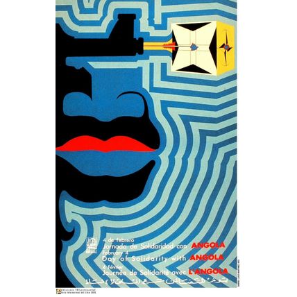 Political POSTER.Set of 5.Solidarity Angola.Africa.Propaganda art decor
