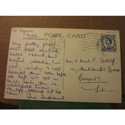LONGSHIPS LIGHTHOUSE, LAND'S END, CORNWALL used vintage postcard 1966 pm #
