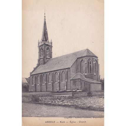 Abeele Church Poperinge Belgium Antique Postcard