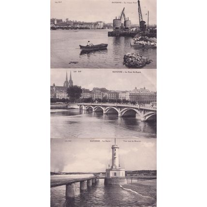Bayonne La Barre Le Boucan Port 3x Old French Postcard s
