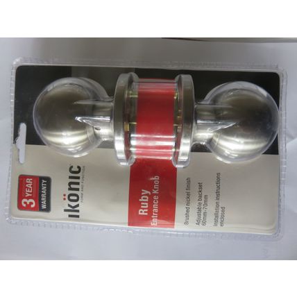 Ikonic Ruby Entrance Knob Furniture Brushed Nickel Finish 1 Set 387105