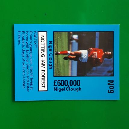 Team Tactix ROOKIE Card 1986/87 Nigel Clough Nottingham Forest