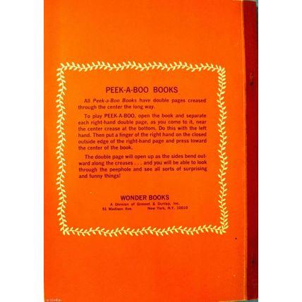 NOS A PEEK-A-BOO BOOK MOTHER GOOSE 1968 PEEPHOLE PICTURE 1968 CHILDRENS BOOK