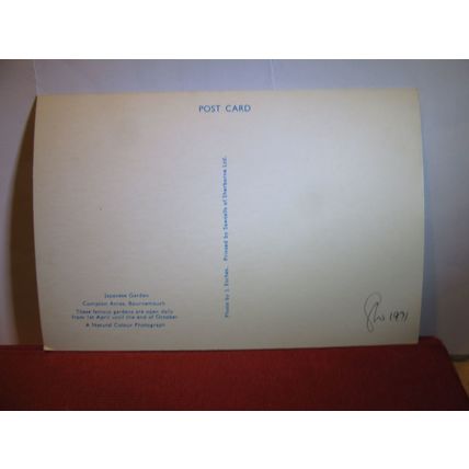 POND JAPANESE GARDEN, COMPTON ACRES, Poole, Dorset. unused postcard dated 1971 =