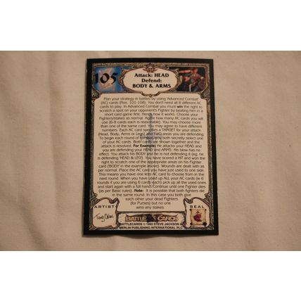 Advance Combat-Attack:Head Defend:Body & Arms 1993 Merlin Battle Cards NO. 105