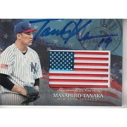 MASAHIRO TANAKA INDEPENDENCE DAY FLAG 48/50 2018 AUTOGRAPHED NEW YORK YANKEES P