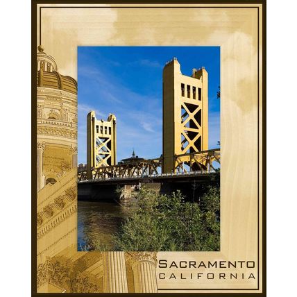 Sacramento California Laser Engraved Wood Picture Frame Portrait (8 x 10)