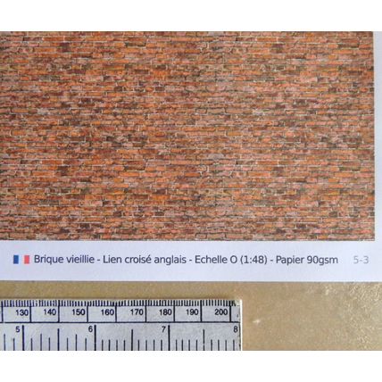 Papier brique vieillie pour O gauge - échelle 1:48 - feuille A4 (297 x 210 mm)