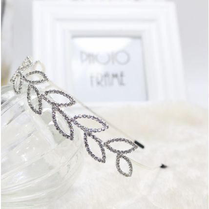 Women Silver Crystal Rhinestone Leaf Hair Head Band Headband Hoop hairpiece