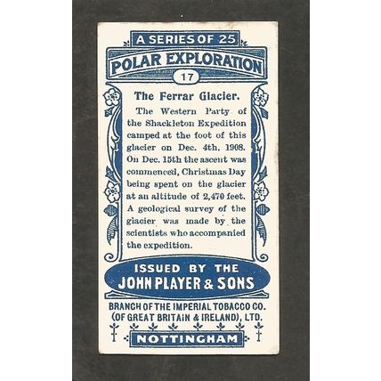 Players Polar Exploration A Series 1914 #17 The Ferrar Glacier