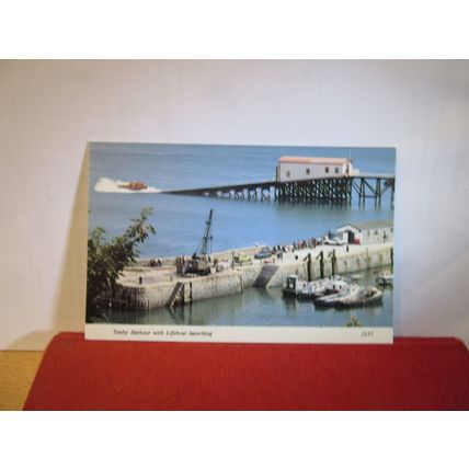 LIFEBOAT LAUNCHING, HARBOUR, TENBY, PEMBROKESHIRE unused postcard by Archway =