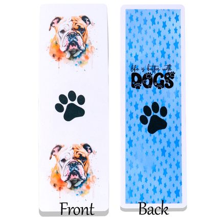 Bulldog Bookmark - Fully Laminated 300gsm Bookmark - Bookish Gift