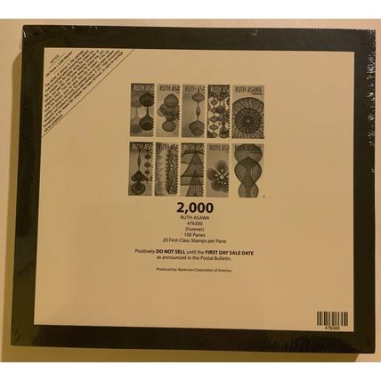 Ruth Asawa Full Sealed Pad of 100 Sheets (2000 Stamps) Scott 5504-13