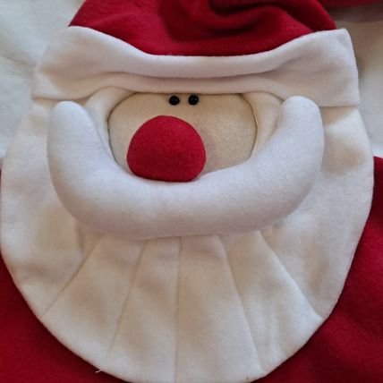 Christmas SANTA Claus CHAIR BACK COVER Holiday Decor Cloth Slipcover Dining Seat