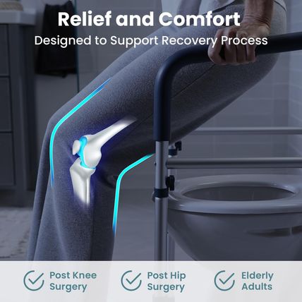 FSA/HSA Eligible - Toilet Safety Rails (350 Lb) - Adjustable Toilet Safety Frame