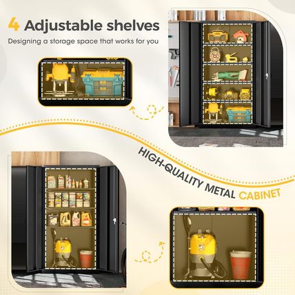 Greenvelly 72" H Metal Garage Storage Cabinet with 2 Doors and 4 Adjustable Shel