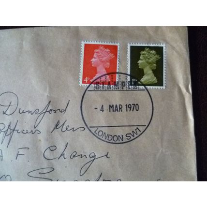 Great Britain 1970 Stampex Special Cancel Forces Mail RAF Changi Singapore