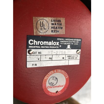 NEW CHROMALOX MT-270A 27" SCREW PLUG IMMERSION HEATER,480V,7KW,1-PH,AO