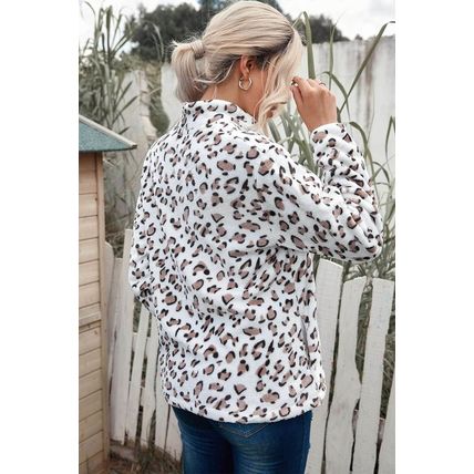 White Family Matching Mom's Leopard Quarter Zip Fleece Sweatshirt