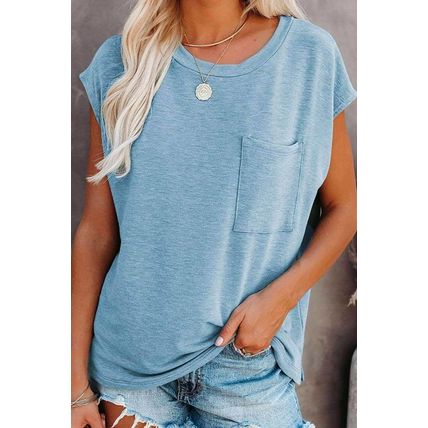 Knit Pocketed Tee with Side Slits