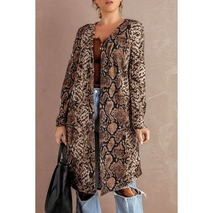 Snake Print Long Cardigan