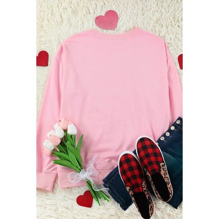 Pink BE MINE Puff Graphic Pullover Sweatshirt