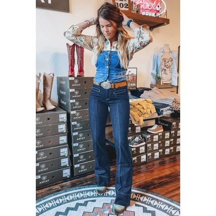 Sail Blue Center Seam Deep Wash Straight Jeans