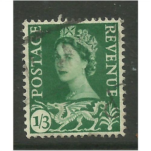 Wales GB 1958 1/-3d Green Stamp SG W5. (J278