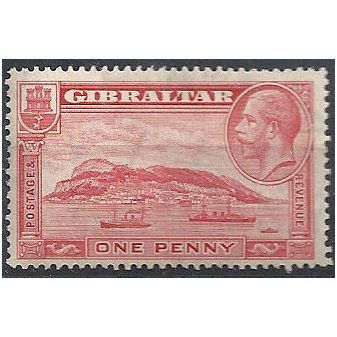 Gibratlar 1931 SG110a 1d Scarlet Perf 13.5x14 Mounted Mint. ..