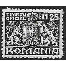 Di Mi 25 (**): 25 b. black Official Stamp: Arms of Romania.