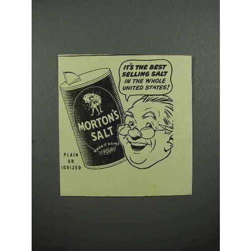 1942 Morton's Iodized Salt Ad - Best Selling