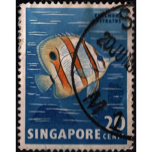 SINGAPORE, FISH, Chelmon Rastratus, blue 1962, 20c, #2