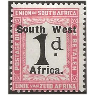 South West Africa 1923 D7 1d Black & Rose Postage Due (English) Mtd Mint . .. .