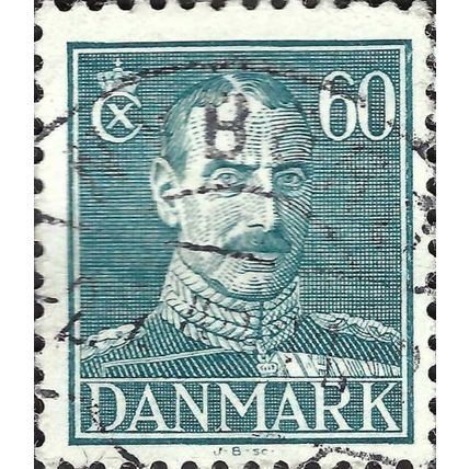 DENMARK, King Christian X, blue-green 1944, 60ore